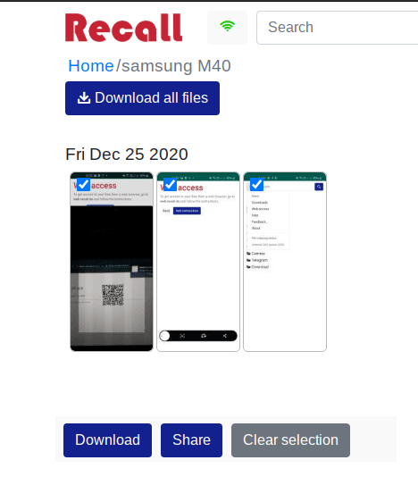 Servidor de archivos gratuito para que Android comparta archivos del teléfono a la PC Recall