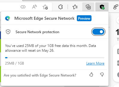 Ancho de banda de la Red Segura de Microsoft Edge