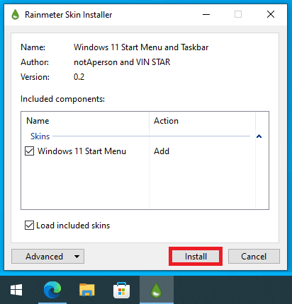 Instalar el skin de la barra de tareas de Windows 11 para Rainmeter