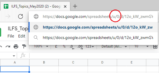 Modificar la URL de Google Sheet