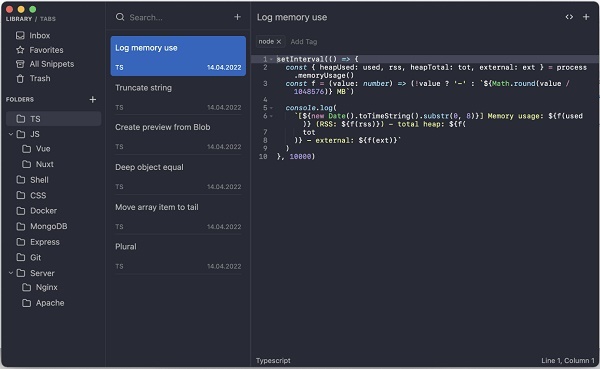 FREE OPEN SOURCE CODE SNIPPETS MANAGER WITH AUTOSAVE, MARKDOWN: MASSCODE