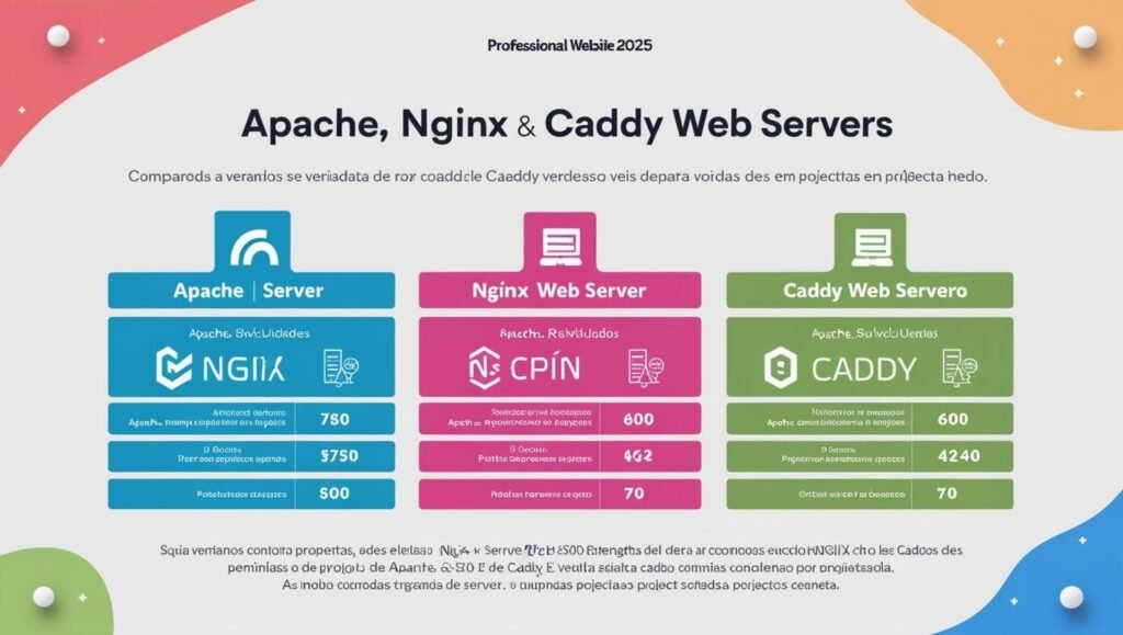 Comparativa 2025 Apache vs NGINX vs Caddy
