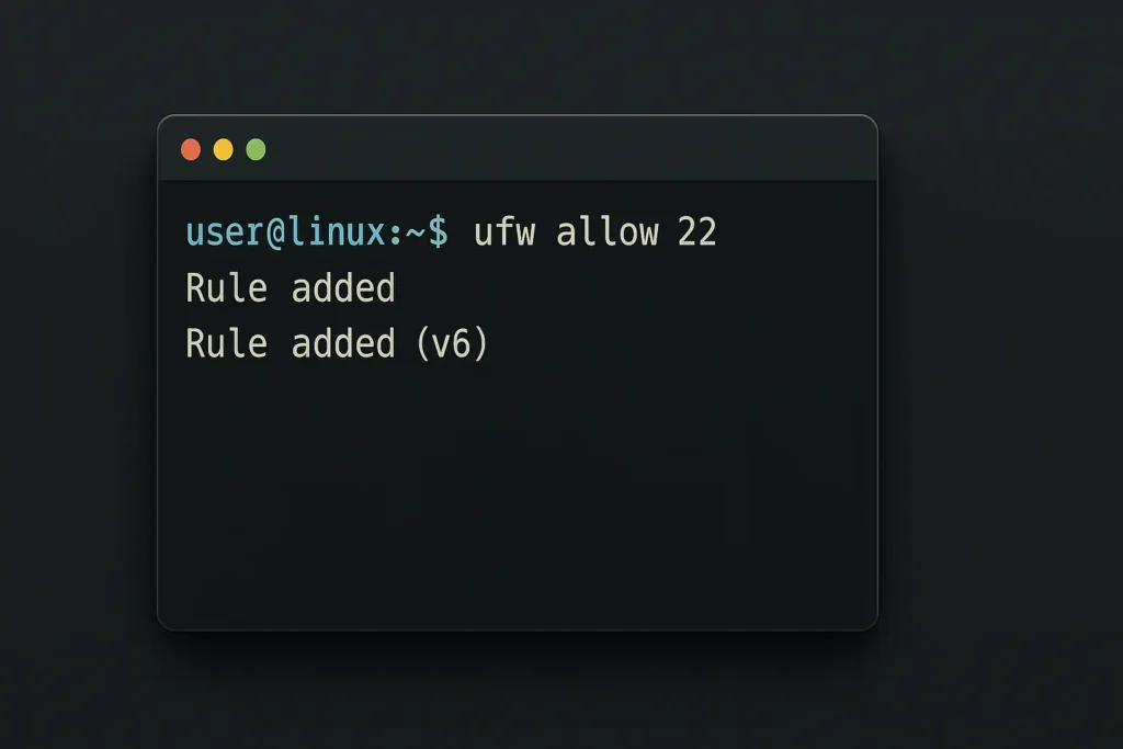 Terminal Linux UFW allow 22
