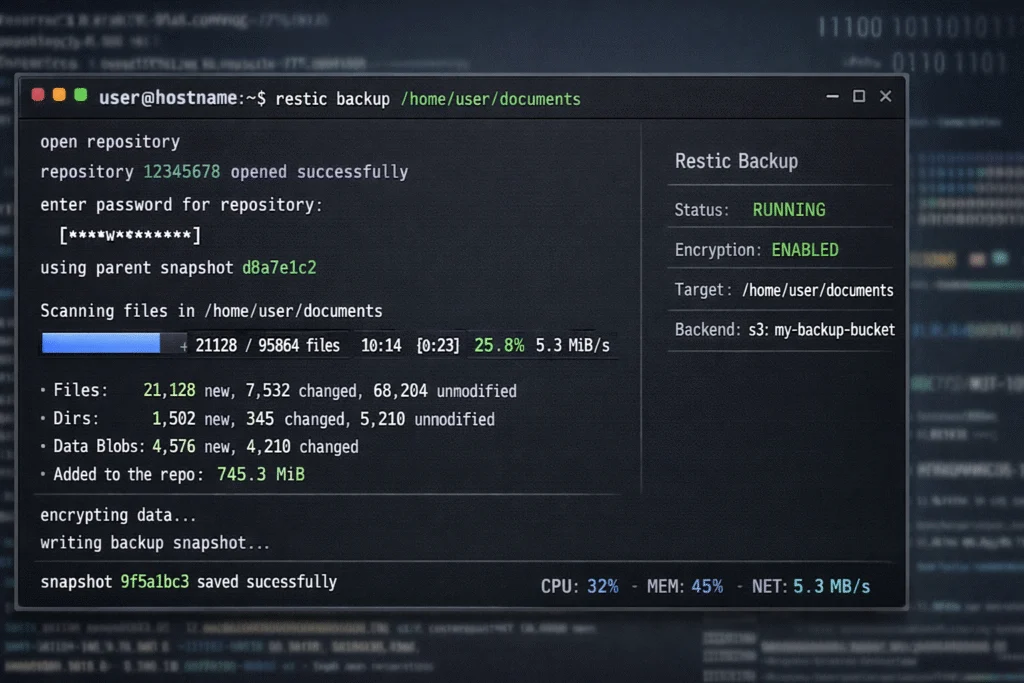 Restic backup cifrado - Restic 0.16.4 - Copias de - Restic