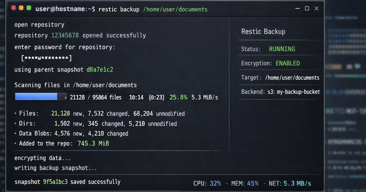 Restic 0.16.4 – Copias de seguridad seguras y eficientes en Linux