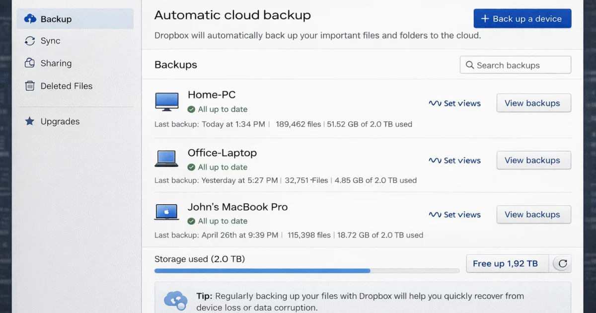 Dropbox Backup 2026 – Copias de seguridad y sincronización en la nube