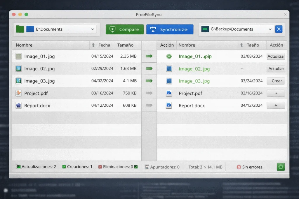 Sincronizacion de archivos - FreeFileSync 13.7 - Sincronización y - Freefilesync
