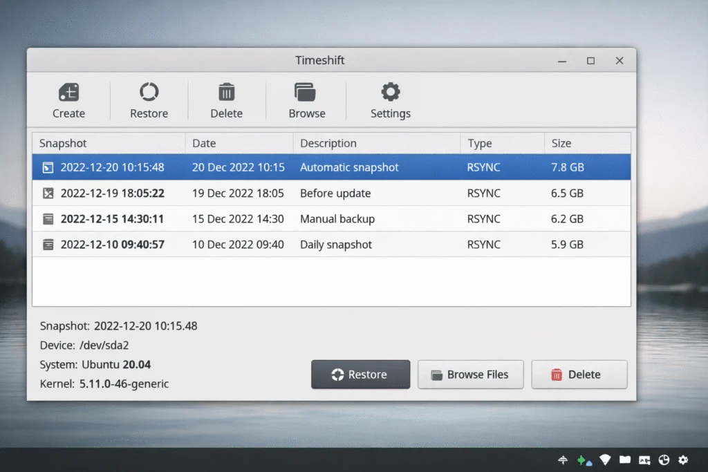 Restaurar sistema linux - Timeshift 24.01 - Restauración del - Sistema