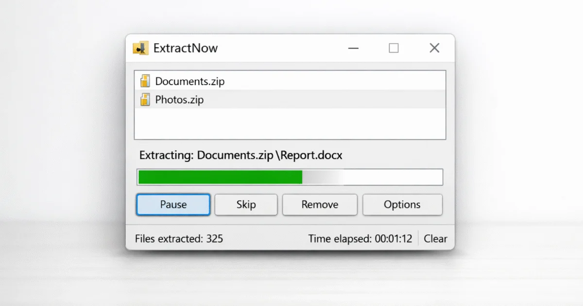 ExtractNow 4.8.3 – Extrae archivos comprimidos fácilmente en Windows