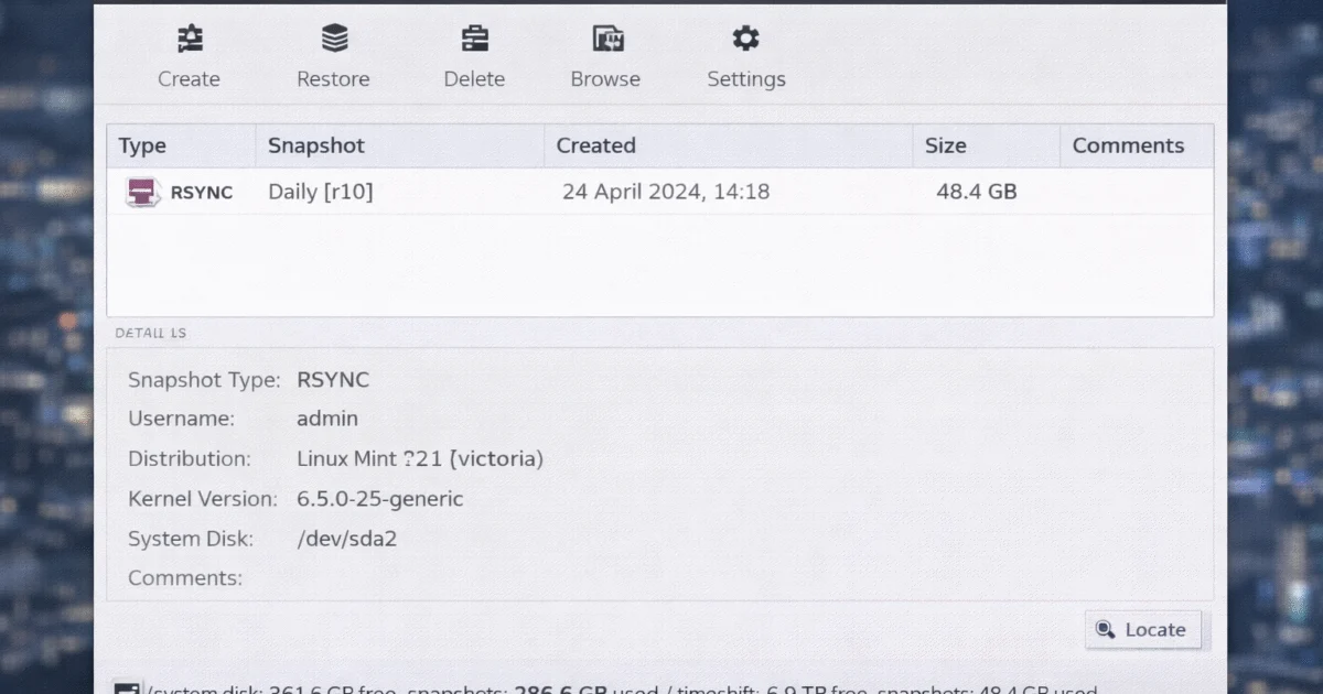 Timeshift 24.01 – Copias de seguridad del sistema Linux con snapshots
