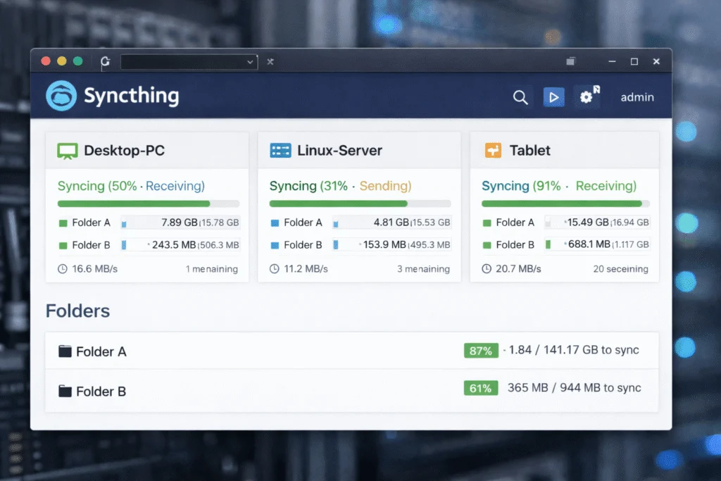 Sincronizacion p2p - Syncthing 1.27.8 - Sincronización continua - Syncthing