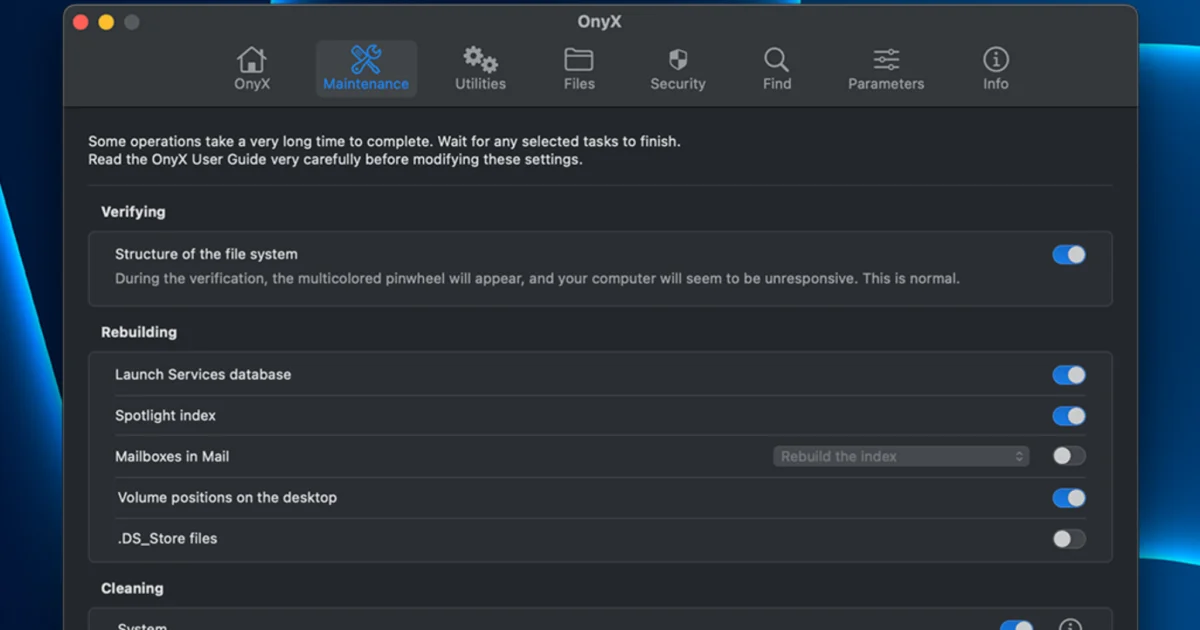 OnyX 4.5.0 – Descargar gratis herramienta de mantenimiento y optimización para macOS