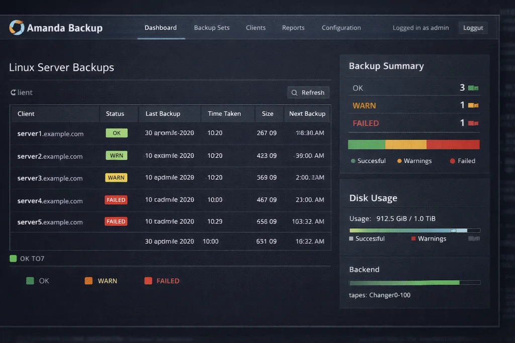 Amanda backup linux - Amanda Backup 3.5.4 - Copias - Amanda