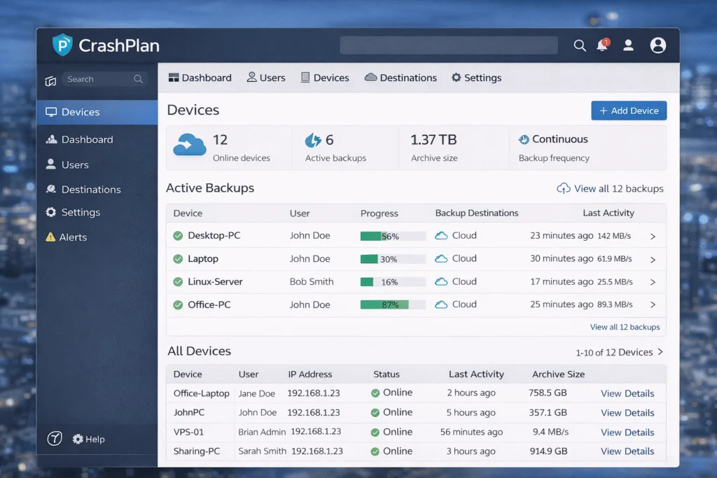 Backup empresarial continuo - CrashPlan - Copias de seguridad - Crashplan