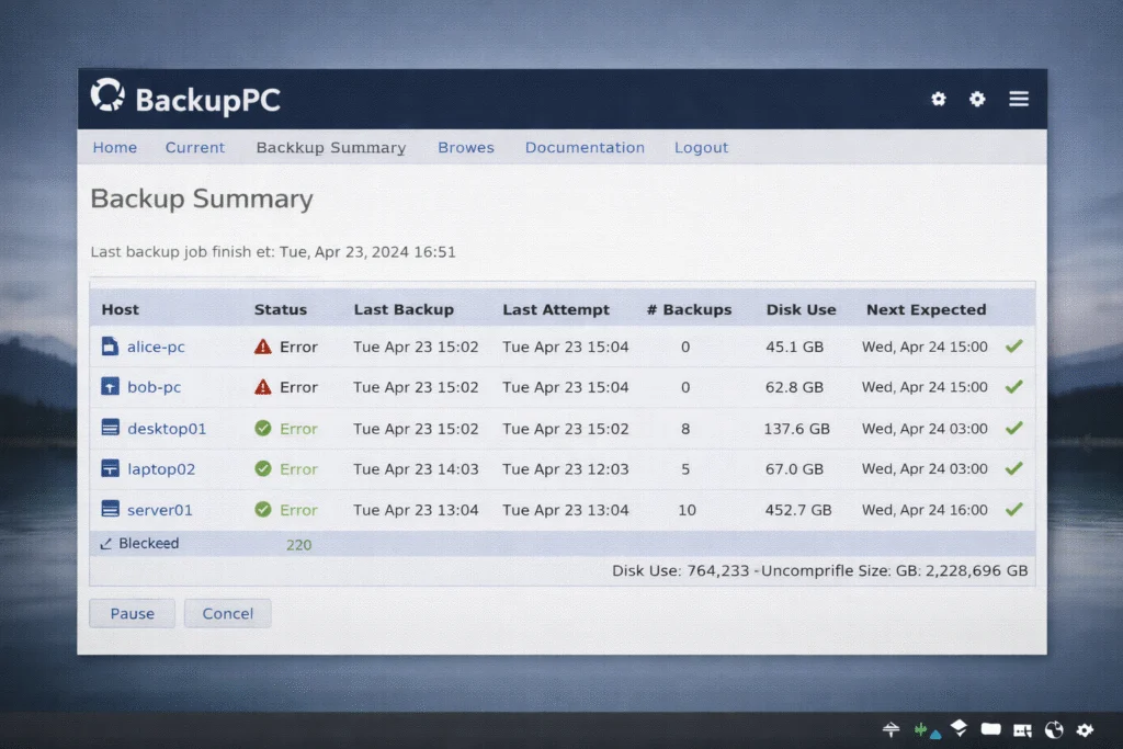 Backup red linux - BackupPC 4.4.0 - Copias de - Backuppc
