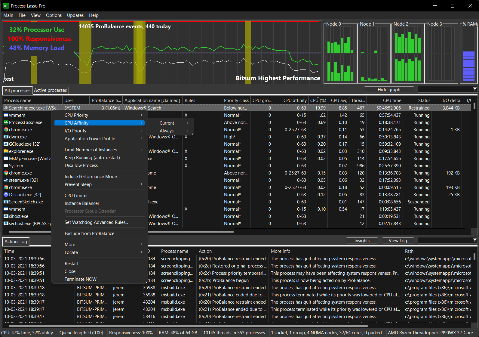 Process Lasso 15.0 – Optimizador avanzado de CPU para Windows